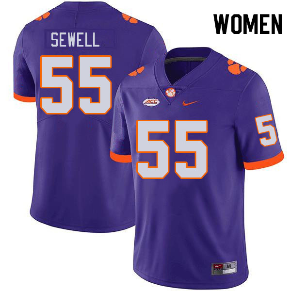 Women's Clemson Tigers Harris Sewell #55 College Purple NCAA Authentic Football Stitched Jersey 23LN30XI